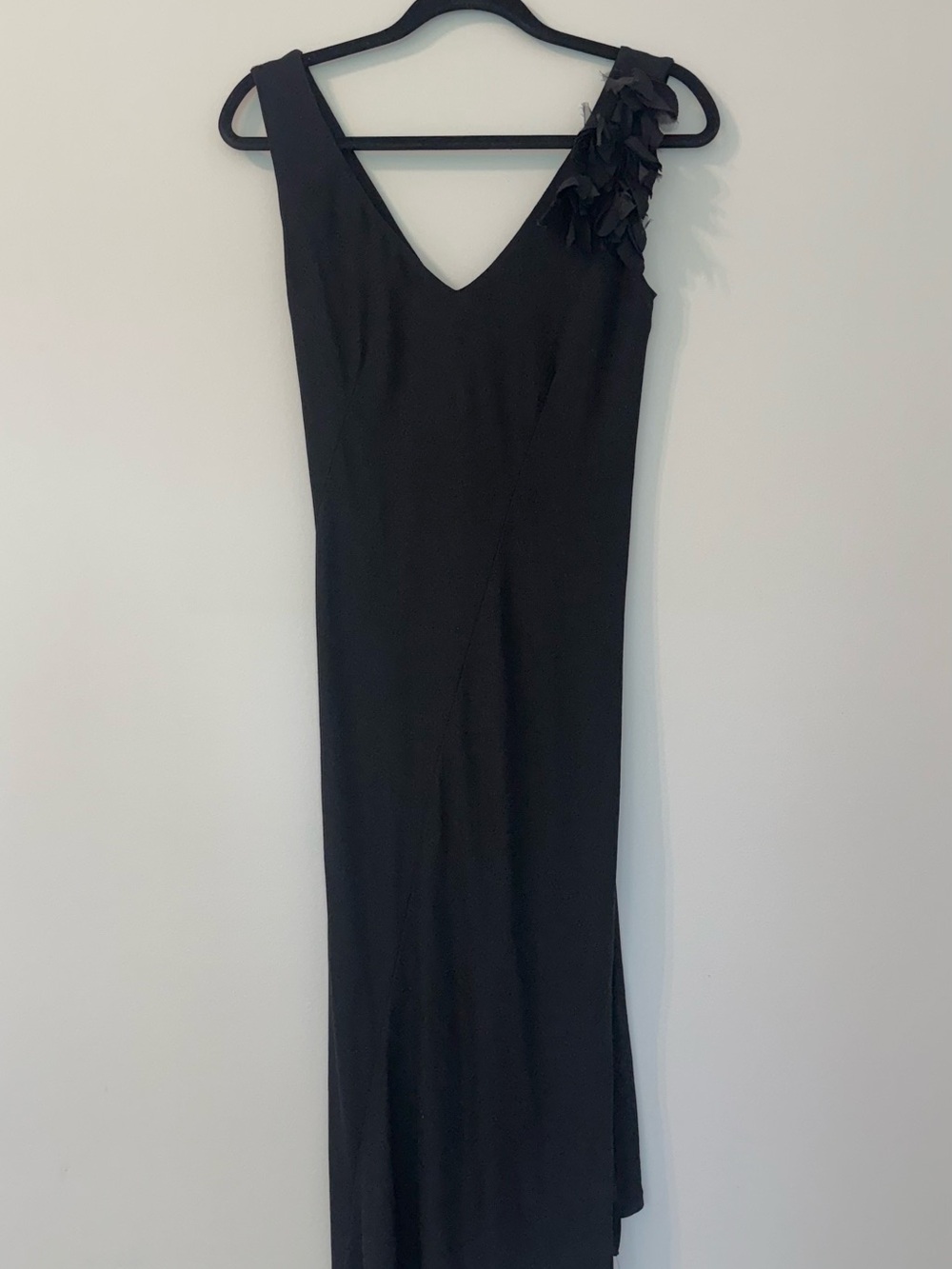 Zara Black Maxi Dress with one-Shoulder Ruffle Detail - Picture 2 of 5